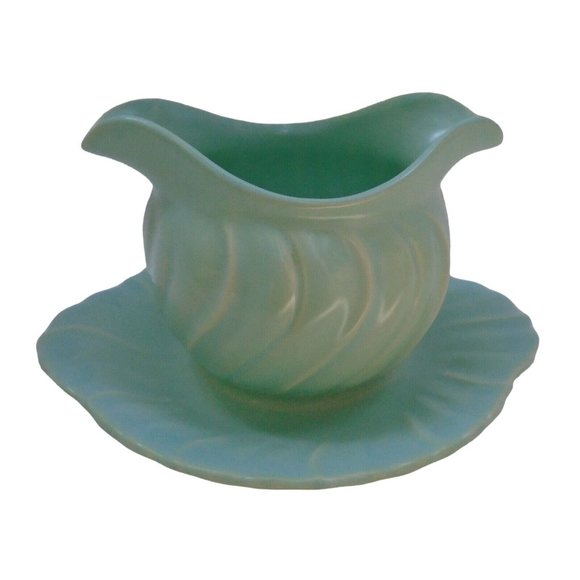 Franciscan Coronado Swirl Vintage Gravy Sauce Boat Turquoise Green 8 by 4 Inches - Picture 1 of 4
